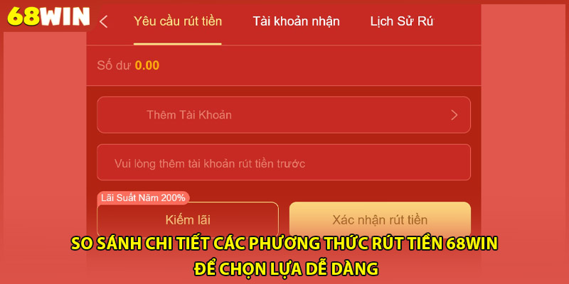 So sánh chi tiết các phương thức rút tiền 68WIN để chọn lựa dễ dàng